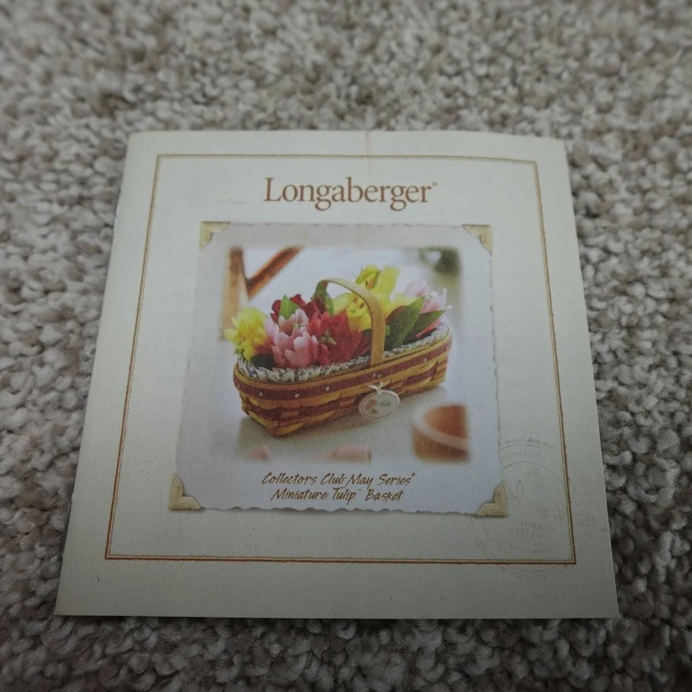 Longaberger 2008 Collectors Club May Series Miniature Tulip Basket Set Box Liner
